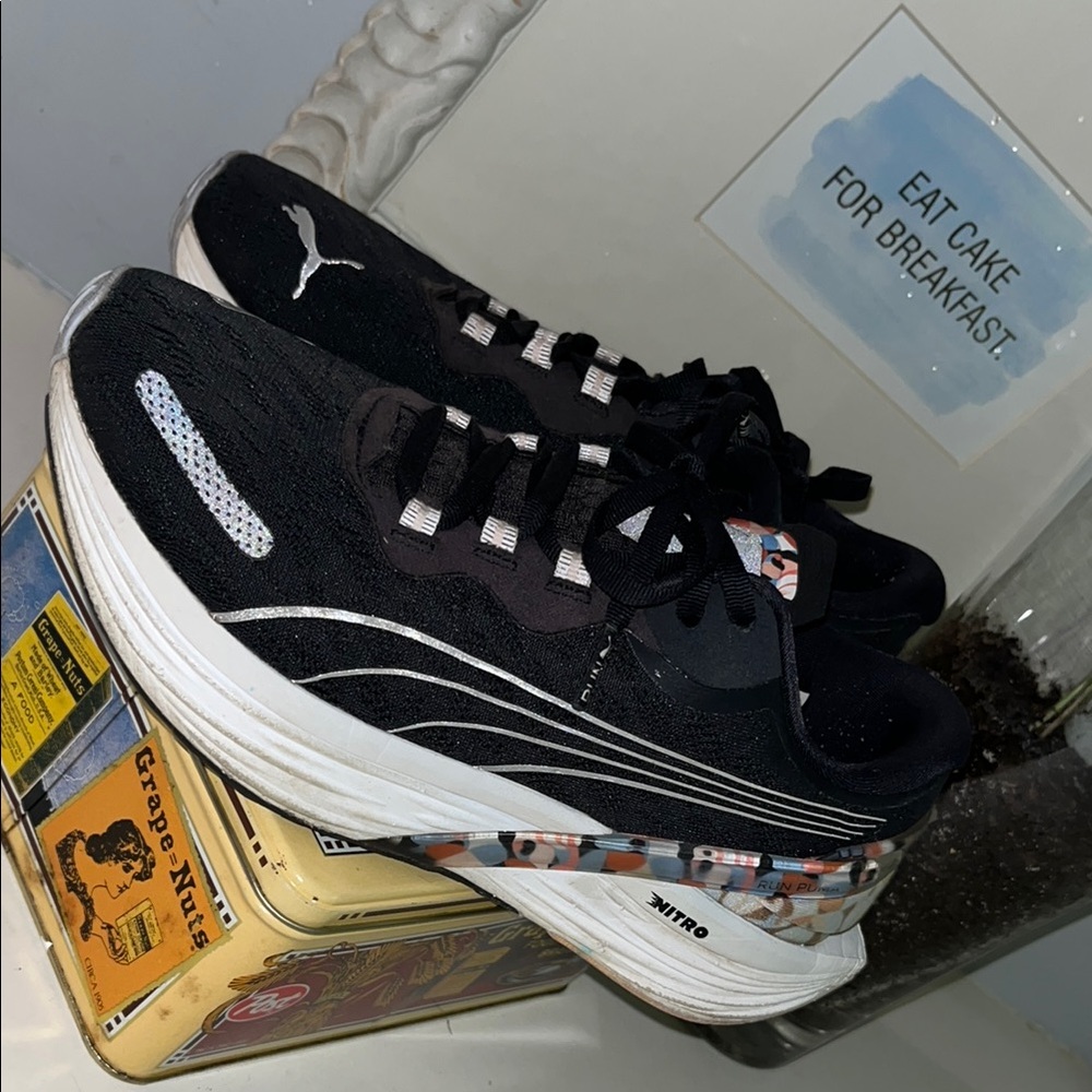 Puma Black and White Athletic Shoes